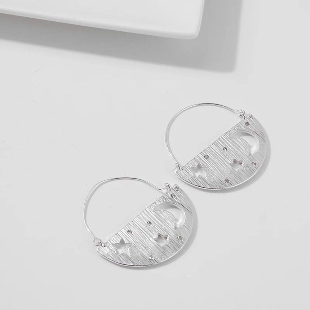 Gold / Silver Half Star & Moon Earrings - Picture 3 of 5